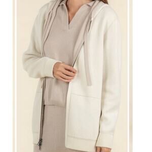 TSE cashmere recycled reversible oversized hoodie jacket cream minimalist